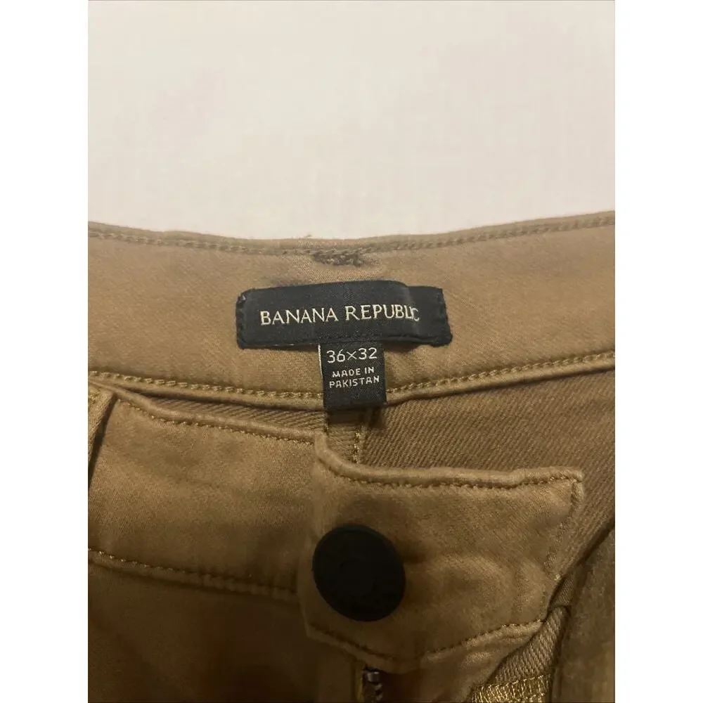 Banana Republic Men's 5 Pocket Pant Slim Fit Stretch Fabric Dark Tan Size 36x32
